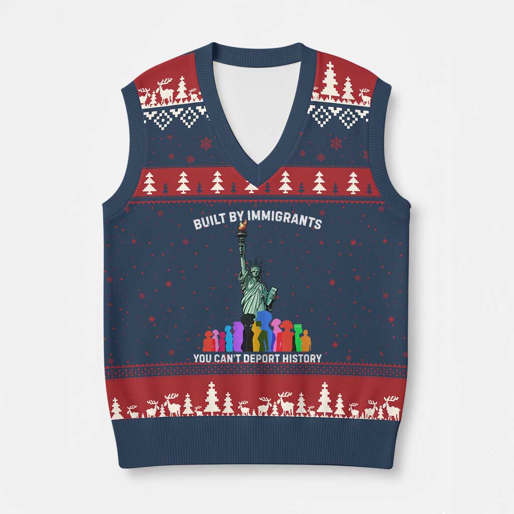 Immigrant Rights V-Neck Knit Sweater Vest Built by Immigrants You Can Not Deport History - Wonder Print Shop