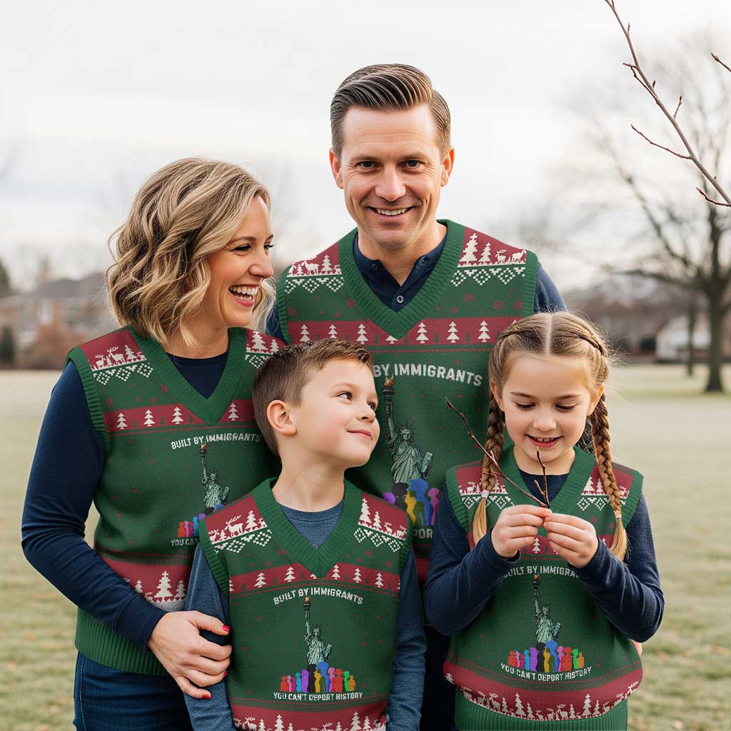 Immigrant Rights V-Neck Knit Sweater Vest Built by Immigrants You Can Not Deport History - Wonder Print Shop