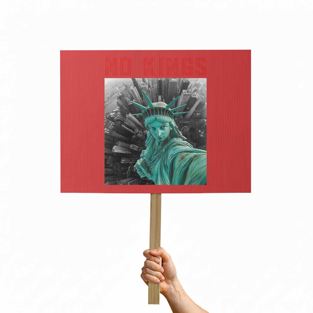 No Kings Protest Sign Statue of Liberty Selfie Freedom - Wonder Print Shop