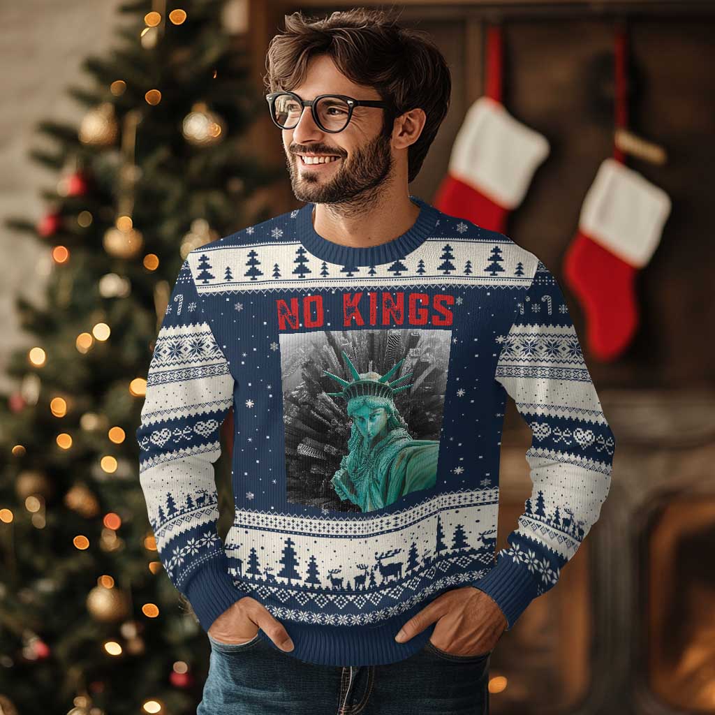 No Kings Ugly Christmas Sweater Statue of Liberty Selfie Freedom - Wonder Print Shop