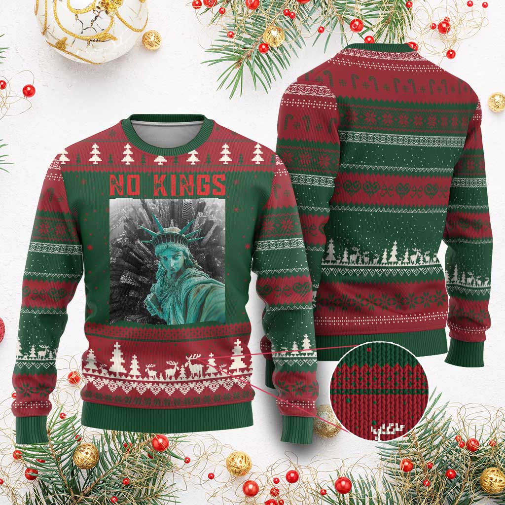 No Kings Ugly Christmas Sweater Statue of Liberty Selfie Freedom - Wonder Print Shop