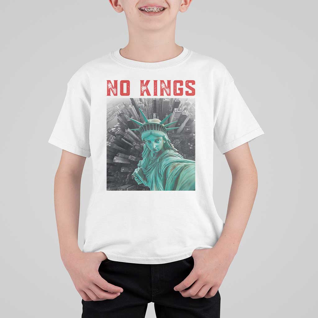 No Kings T Shirt For Kid Statue of Liberty Selfie Freedom - Wonder Print Shop