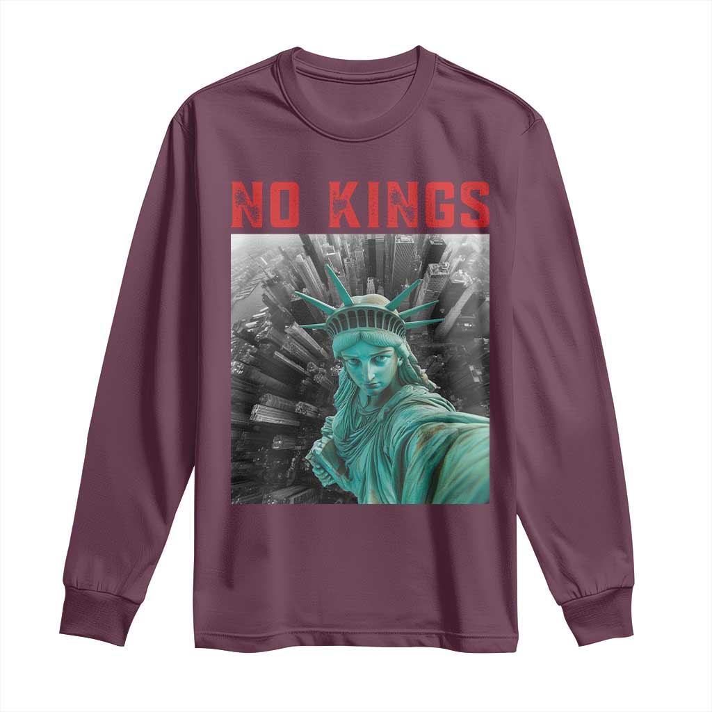 No Kings Long Sleeve Shirt Statue of Liberty Selfie Freedom - Wonder Print Shop