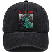 No Kings Washed Cotton Baseball Cap Statue of Liberty Selfie Freedom
