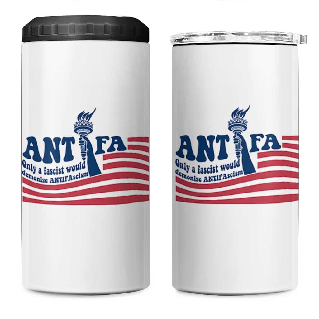 Antifa Fascism Patriotic 4 in 1 Can Cooler Tumbler Antifascist Statue of Liberty - Wonder Print Shop