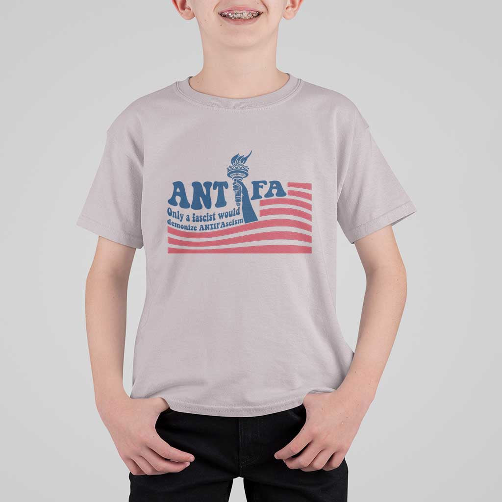 Antifa Fascism Patriotic T Shirt For Kid Antifascist Statue of Liberty - Wonder Print Shop