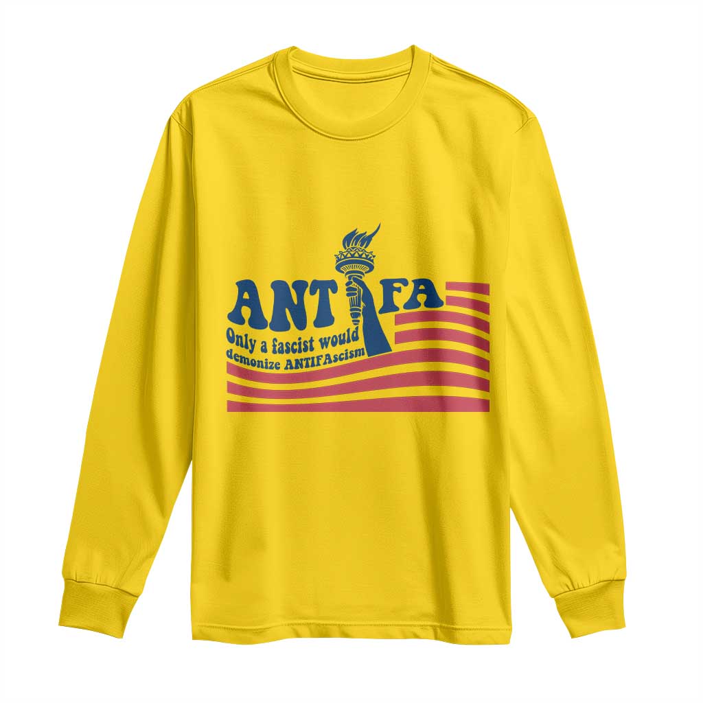 Antifa Fascism Patriotic Long Sleeve Shirt Antifascist Statue of Liberty - Wonder Print Shop