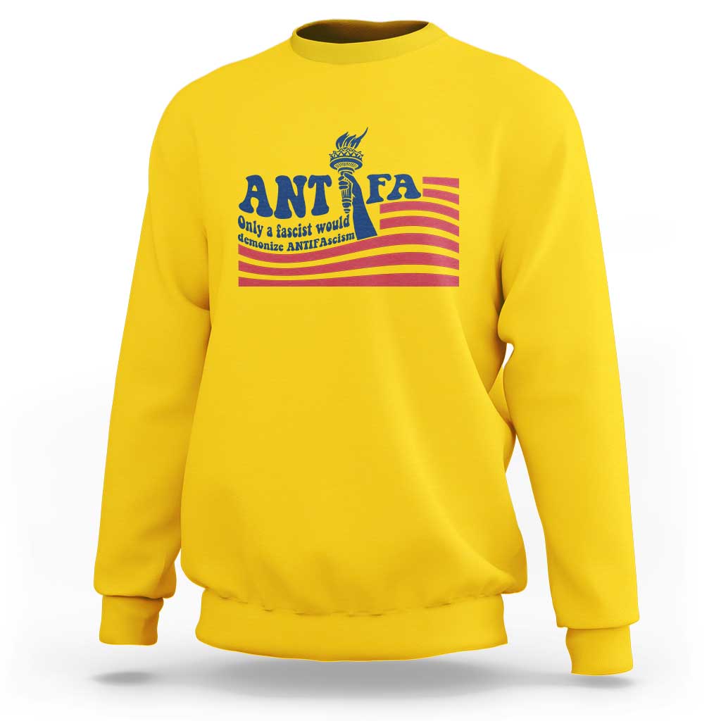 Antifa Fascism Patriotic Sweatshirt Antifascist Statue of Liberty - Wonder Print Shop