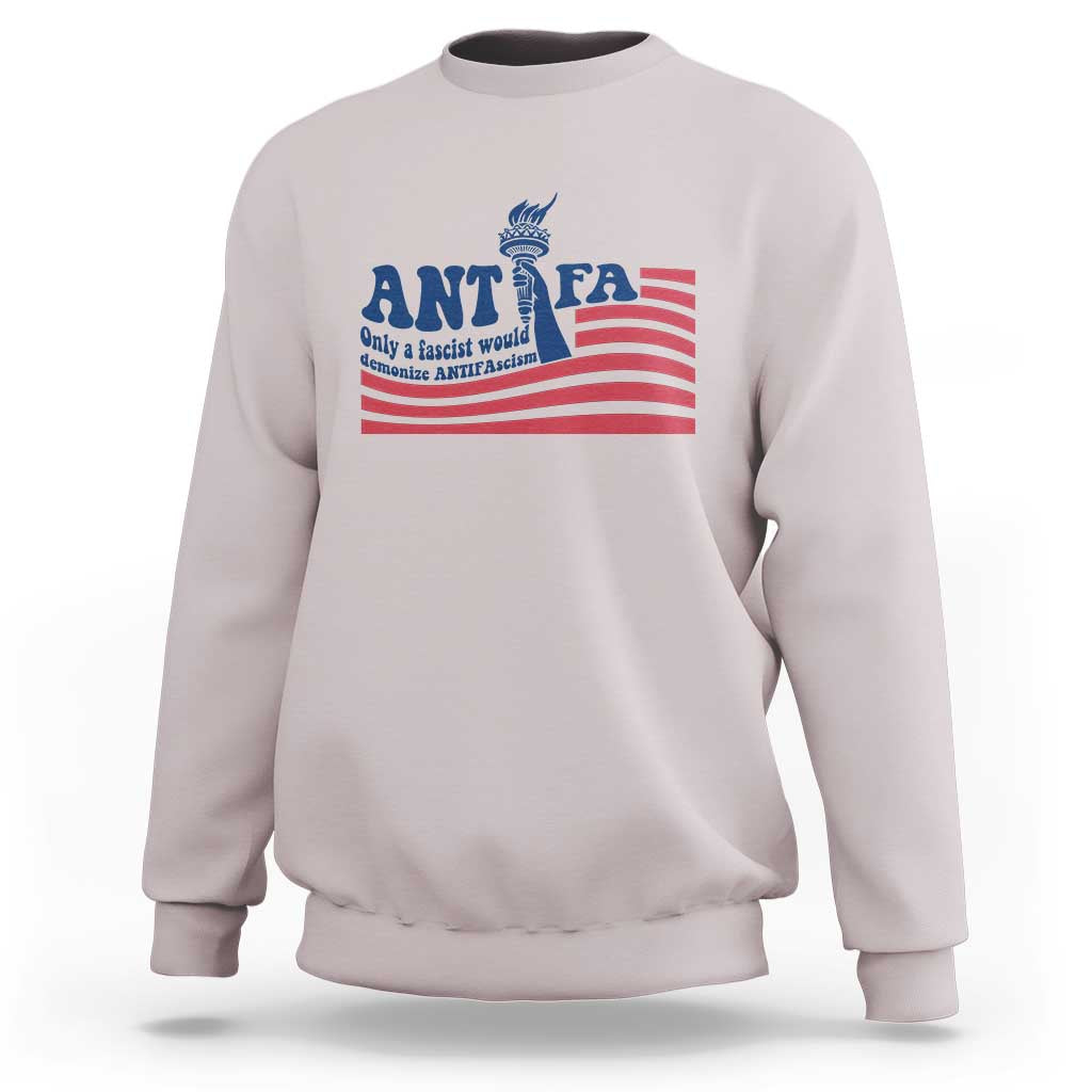 Antifa Fascism Patriotic Sweatshirt Antifascist Statue of Liberty - Wonder Print Shop