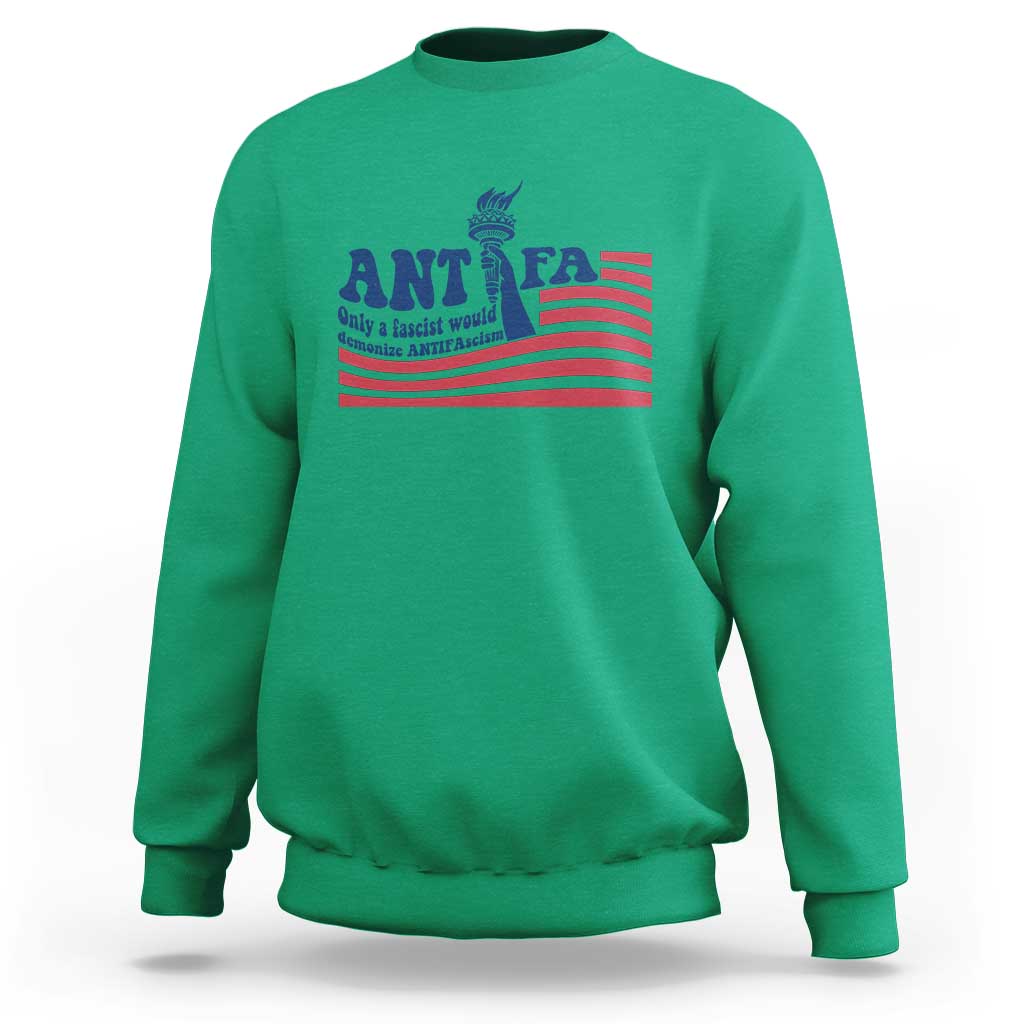 Antifa Fascism Patriotic Sweatshirt Antifascist Statue of Liberty - Wonder Print Shop
