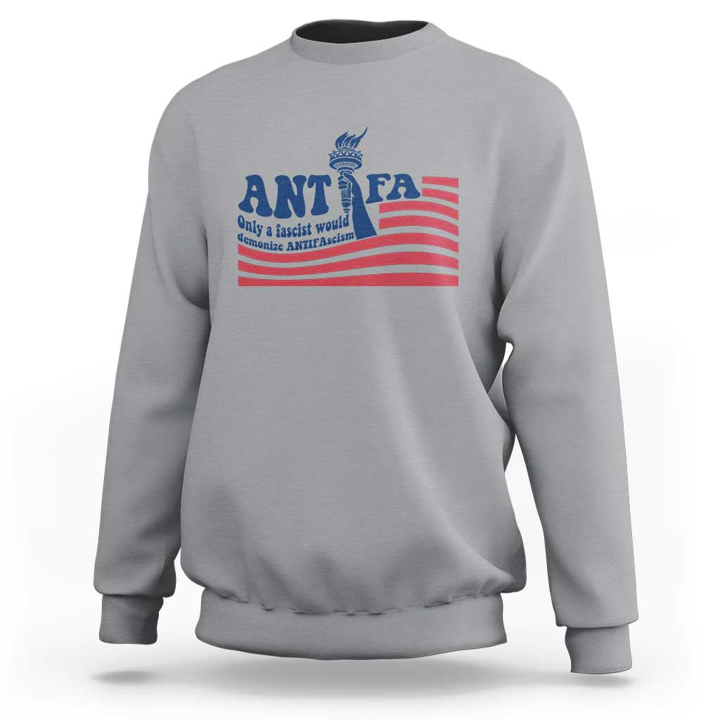 Antifa Fascism Patriotic Sweatshirt Antifascist Statue of Liberty - Wonder Print Shop