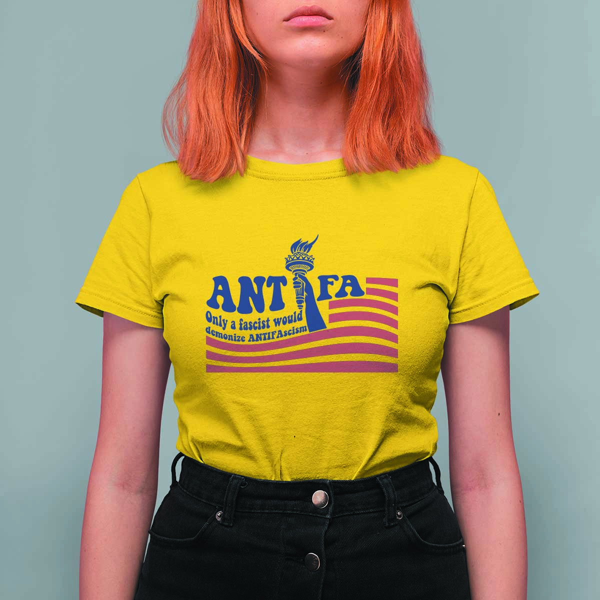 Antifa Fascism Patriotic T Shirt For Women Antifascist Statue of Liberty - Wonder Print Shop