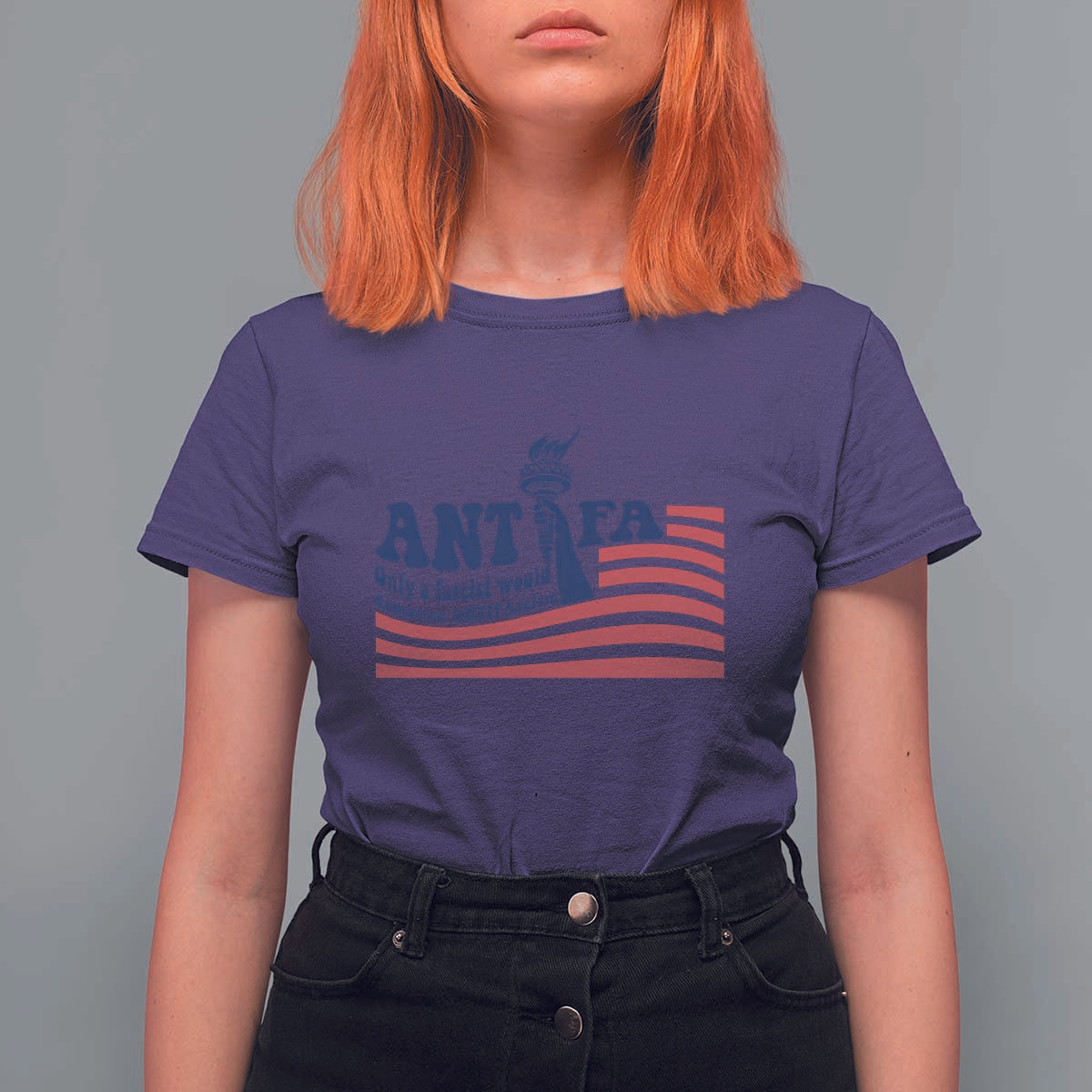Antifa Fascism Patriotic T Shirt For Women Antifascist Statue of Liberty - Wonder Print Shop