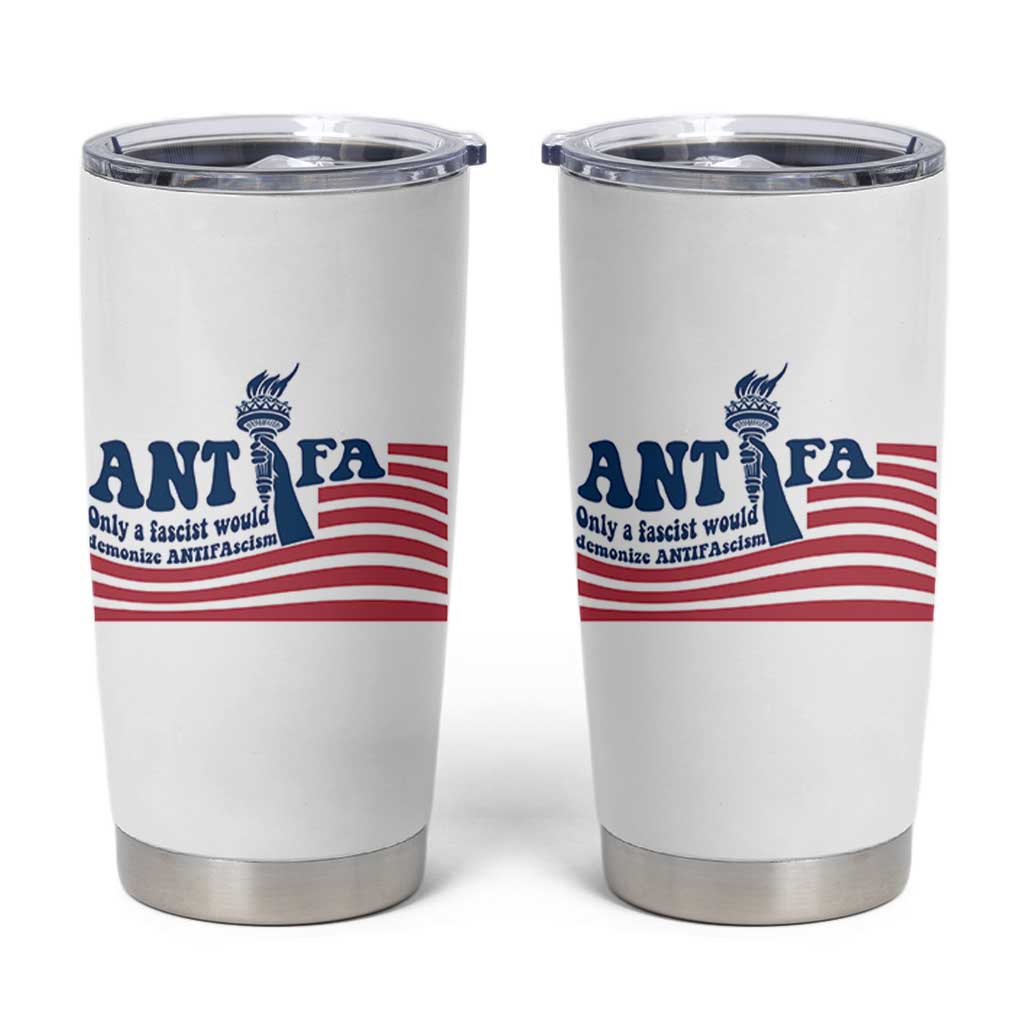 Antifa Fascism Patriotic Tumbler Cup Antifascist Statue of Liberty - Wonder Print Shop