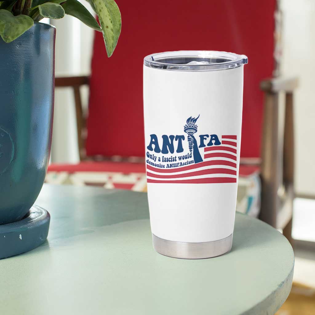 Antifa Fascism Patriotic Tumbler Cup Antifascist Statue of Liberty - Wonder Print Shop