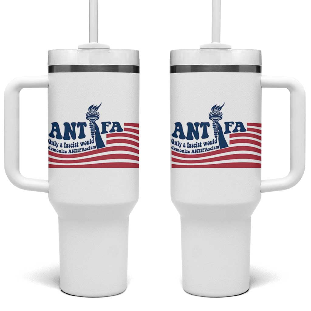 Antifa Fascism Patriotic Tumbler With Handle Antifascist Statue of Liberty - Wonder Print Shop