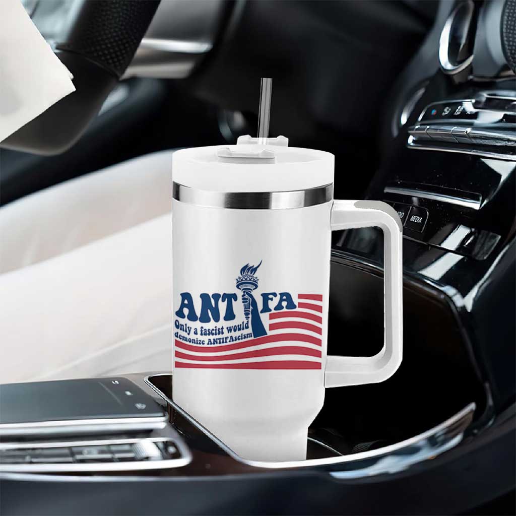 Antifa Fascism Patriotic Tumbler With Handle Antifascist Statue of Liberty - Wonder Print Shop