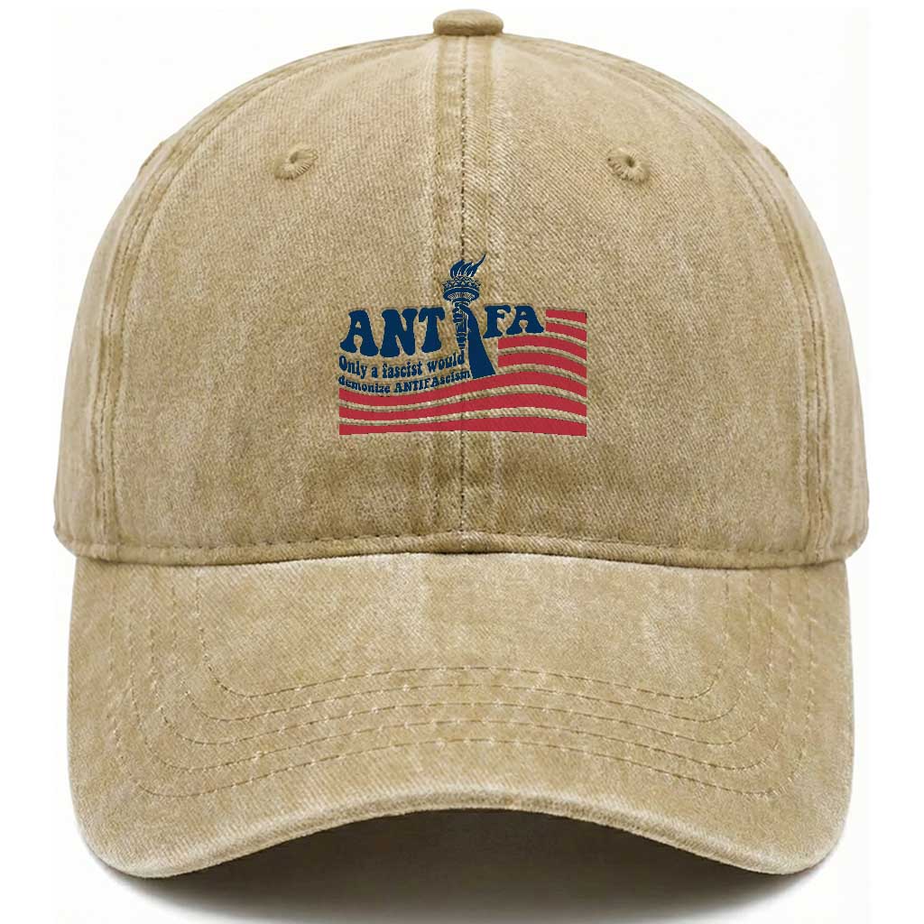 Antifa Fascism Patriotic Washed Cotton Baseball Cap Antifascist Statue of Liberty