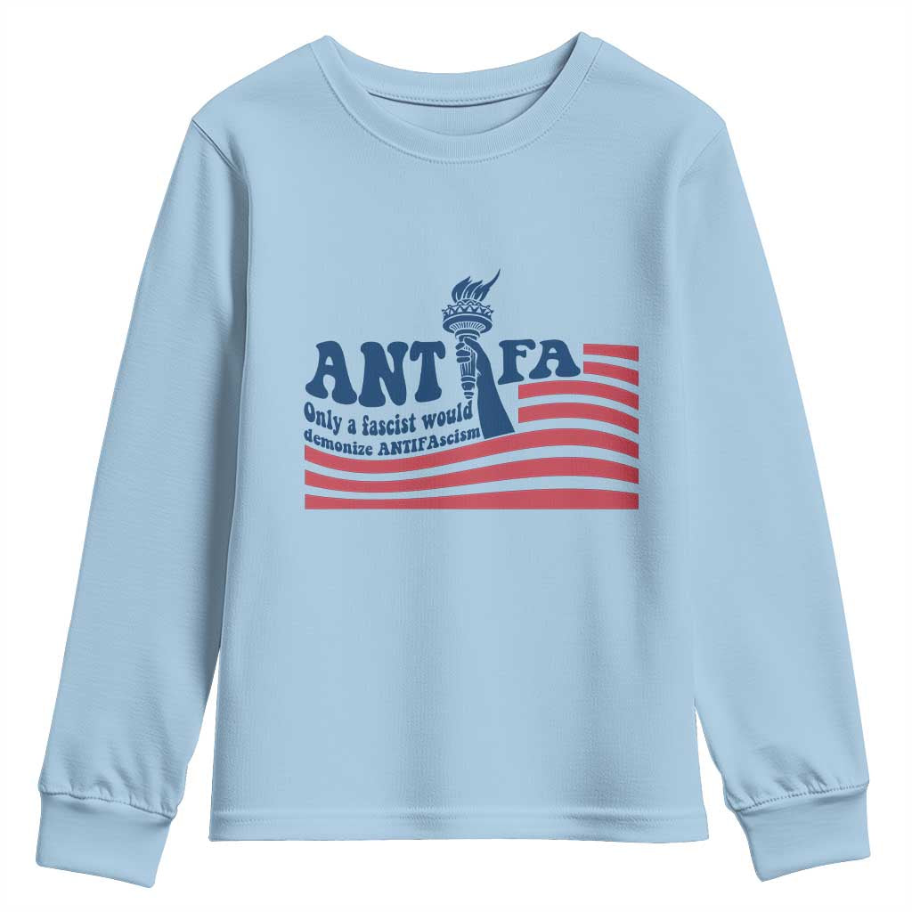 Antifa Fascism Patriotic Youth Sweatshirt Antifascist Statue of Liberty - Wonder Print Shop