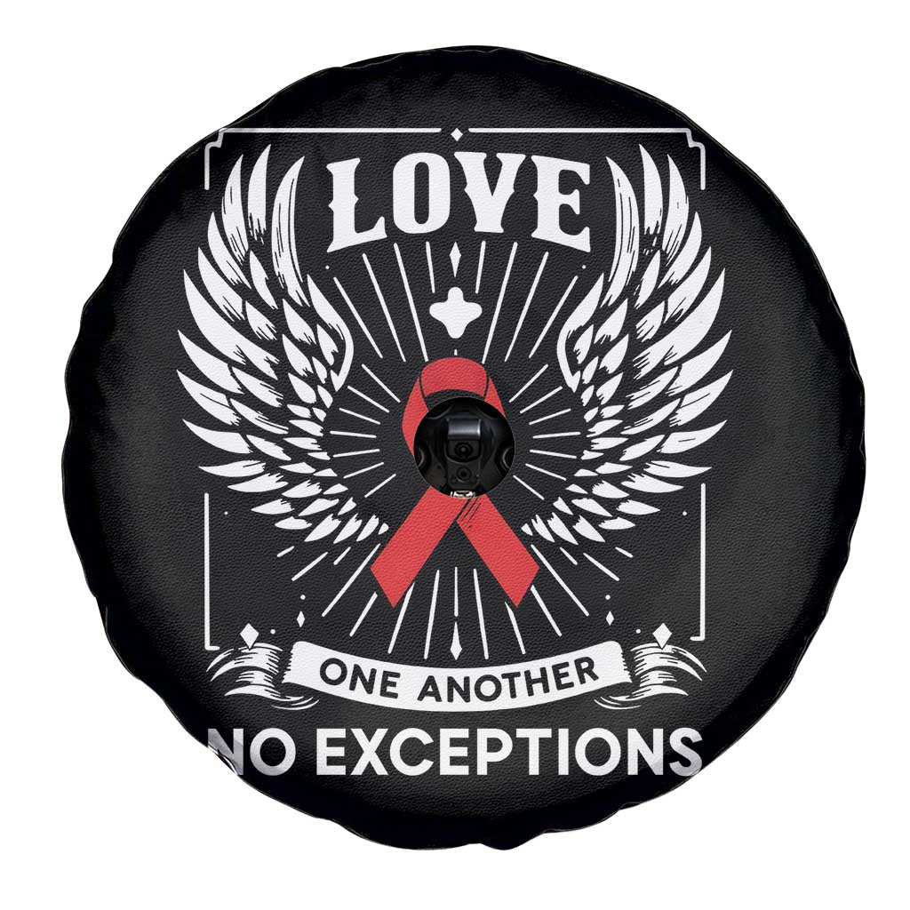 Red Ribbon Christian Spare Tire Cover Cross Minimal Faith HIV Awareness Religious - Wonder Print Shop