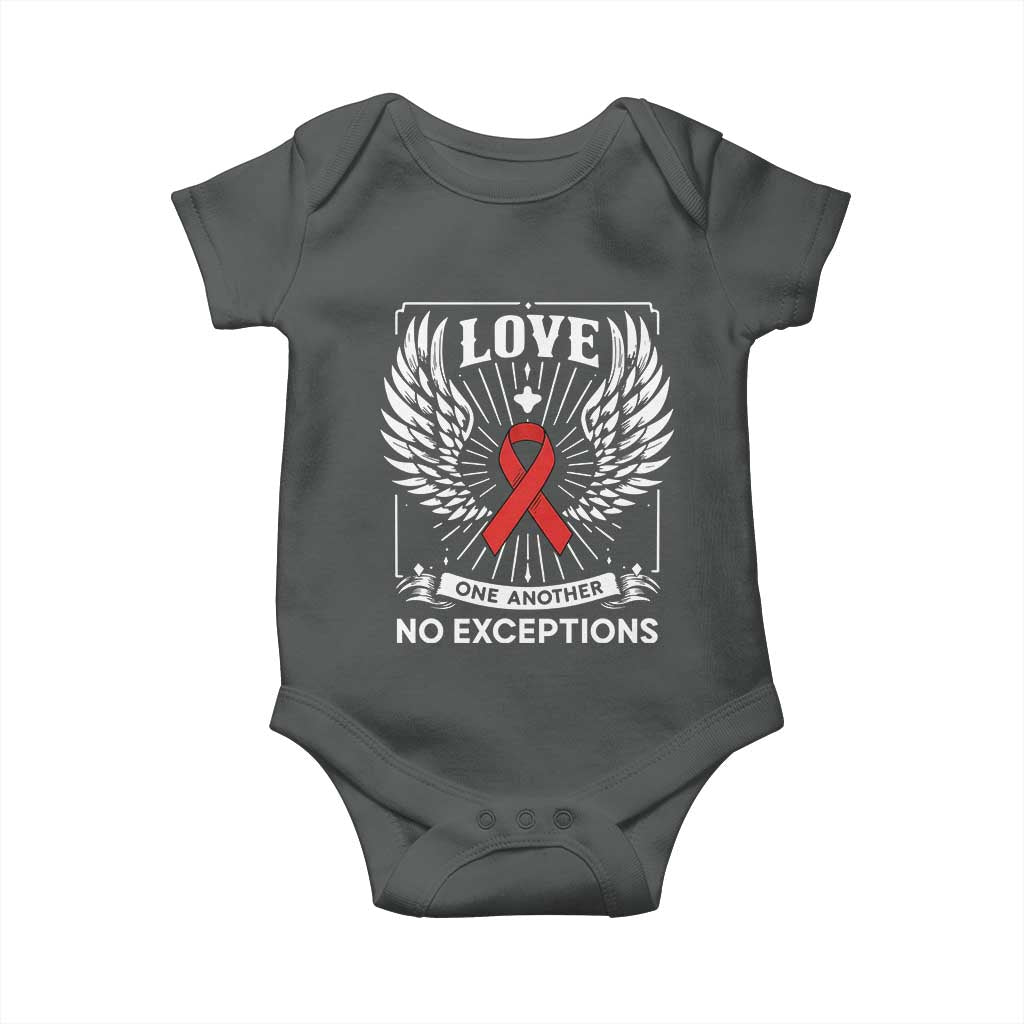 Red Ribbon Christian Baby Onesie Cross Minimal Faith HIV Awareness Religious - Wonder Print Shop