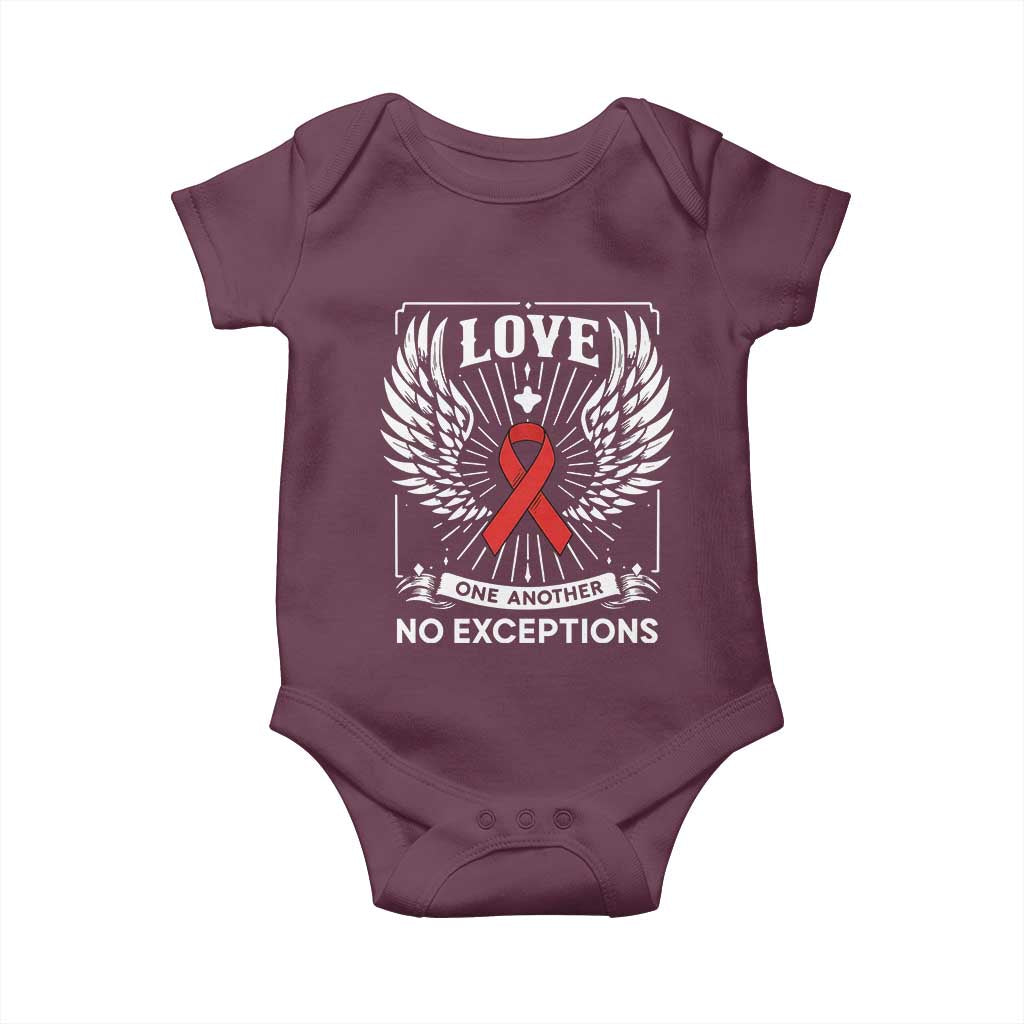 Red Ribbon Christian Baby Onesie Cross Minimal Faith HIV Awareness Religious - Wonder Print Shop