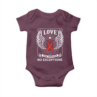 Red Ribbon Christian Baby Onesie Cross Minimal Faith HIV Awareness Religious - Wonder Print Shop
