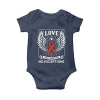 Red Ribbon Christian Baby Onesie Cross Minimal Faith HIV Awareness Religious - Wonder Print Shop