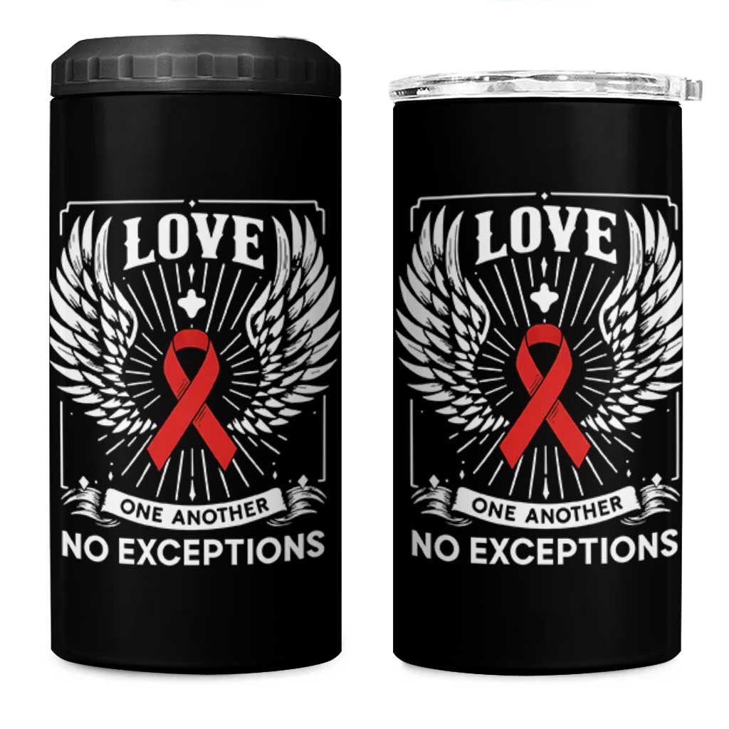 Red Ribbon Christian 4 in 1 Can Cooler Tumbler Cross Minimal Faith HIV Awareness Religious - Wonder Print Shop