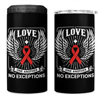 Red Ribbon Christian 4 in 1 Can Cooler Tumbler Cross Minimal Faith HIV Awareness Religious - Wonder Print Shop