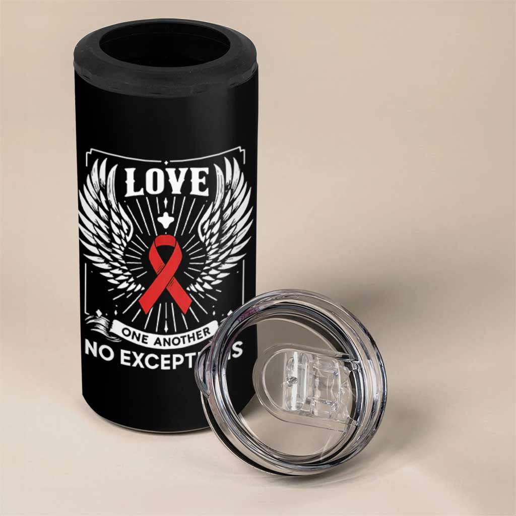 Red Ribbon Christian 4 in 1 Can Cooler Tumbler Cross Minimal Faith HIV Awareness Religious - Wonder Print Shop