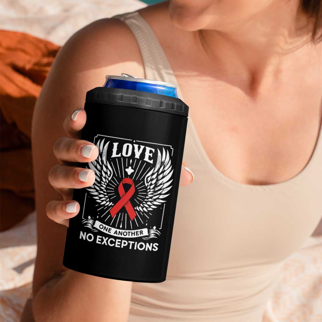 Red Ribbon Christian 4 in 1 Can Cooler Tumbler Cross Minimal Faith HIV Awareness Religious - Wonder Print Shop