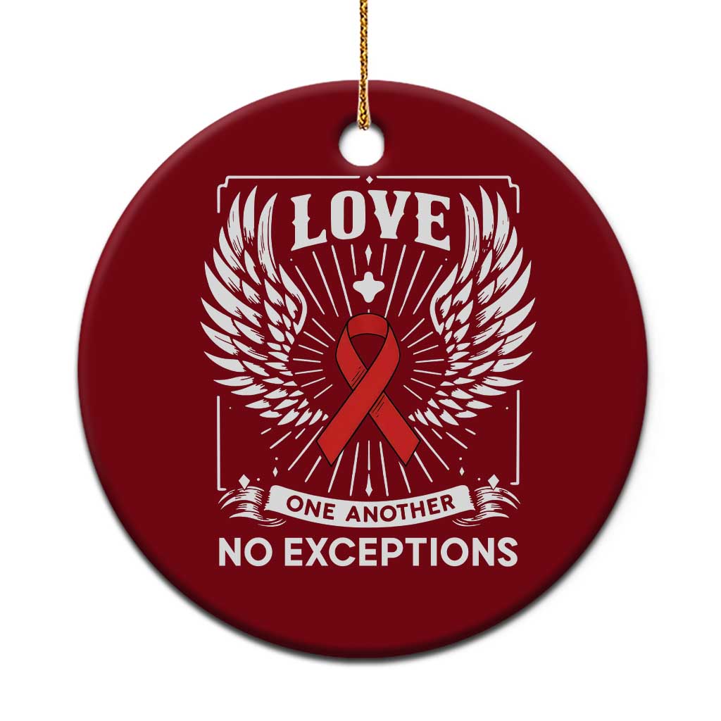 Red Ribbon Christian Ceramic Ornament Cross Minimal Faith HIV Awareness Religious - Wonder Print Shop