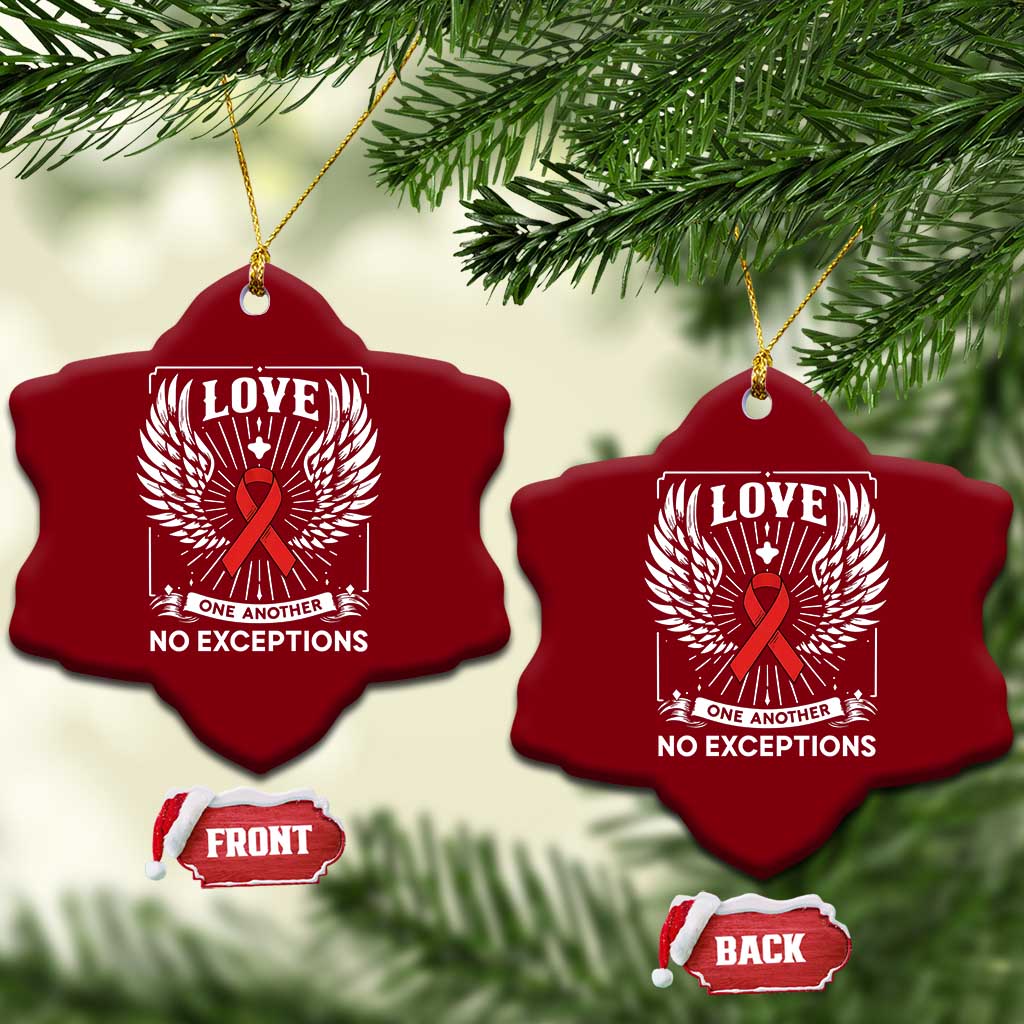 Red Ribbon Christian Ceramic Ornament Cross Minimal Faith HIV Awareness Religious - Wonder Print Shop