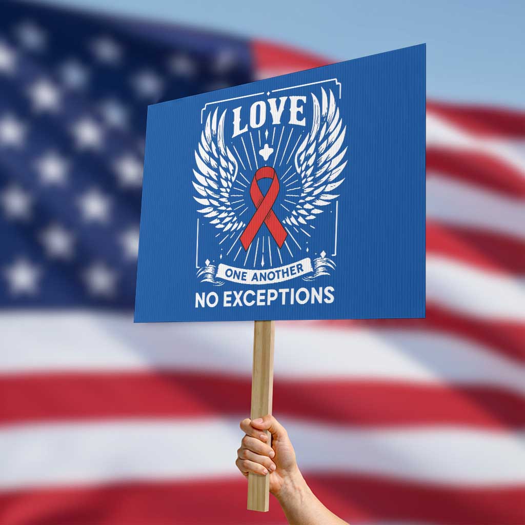 Red Ribbon Christian Protest Sign Cross Minimal Faith HIV Awareness Religious - Wonder Print Shop