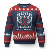 Red Ribbon Christian Ugly Christmas Sweater Cross Minimal Faith HIV Awareness Religious - Wonder Print Shop
