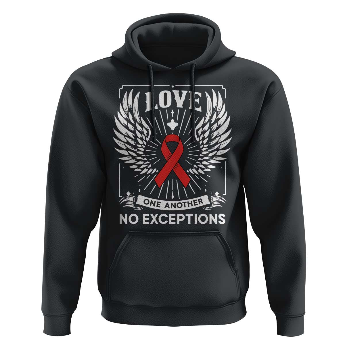 Red Ribbon Christian Hoodie Cross Minimal Faith HIV Awareness Religious - Wonder Print Shop