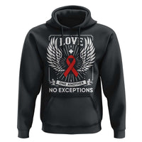Red Ribbon Christian Hoodie Cross Minimal Faith HIV Awareness Religious - Wonder Print Shop