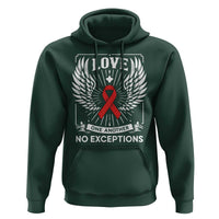 Red Ribbon Christian Hoodie Cross Minimal Faith HIV Awareness Religious - Wonder Print Shop