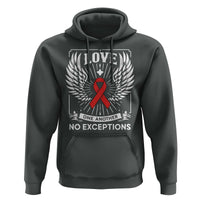 Red Ribbon Christian Hoodie Cross Minimal Faith HIV Awareness Religious - Wonder Print Shop