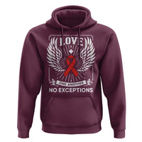 Red Ribbon Christian Hoodie Cross Minimal Faith HIV Awareness Religious - Wonder Print Shop