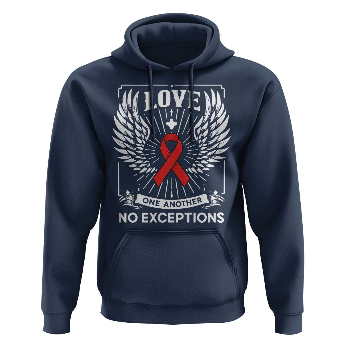 Red Ribbon Christian Hoodie Cross Minimal Faith HIV Awareness Religious - Wonder Print Shop