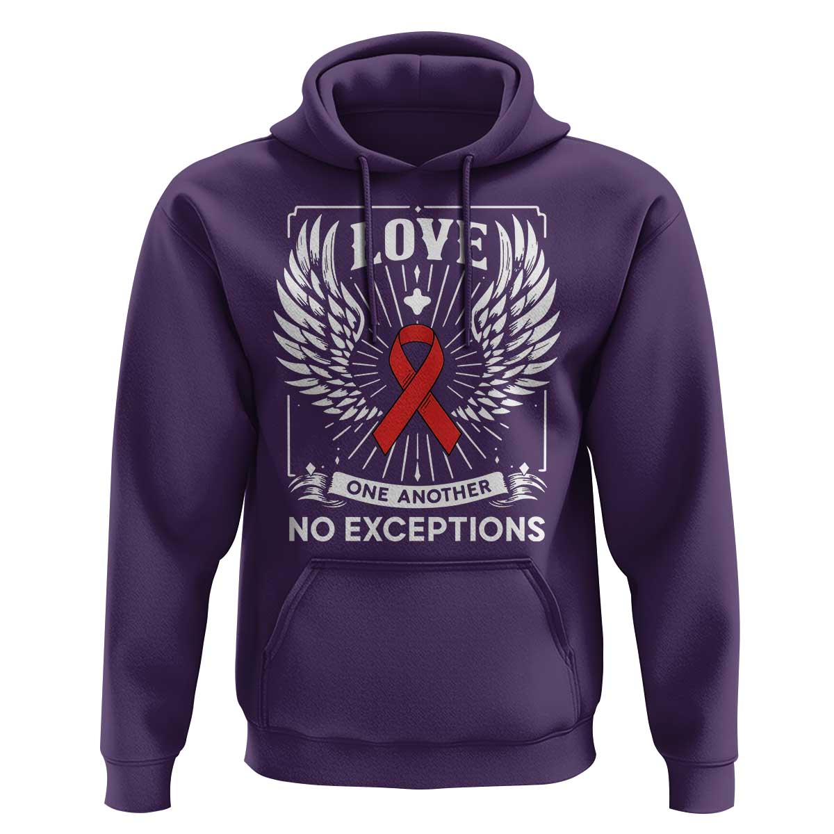 Red Ribbon Christian Hoodie Cross Minimal Faith HIV Awareness Religious - Wonder Print Shop