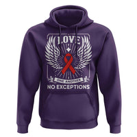 Red Ribbon Christian Hoodie Cross Minimal Faith HIV Awareness Religious - Wonder Print Shop