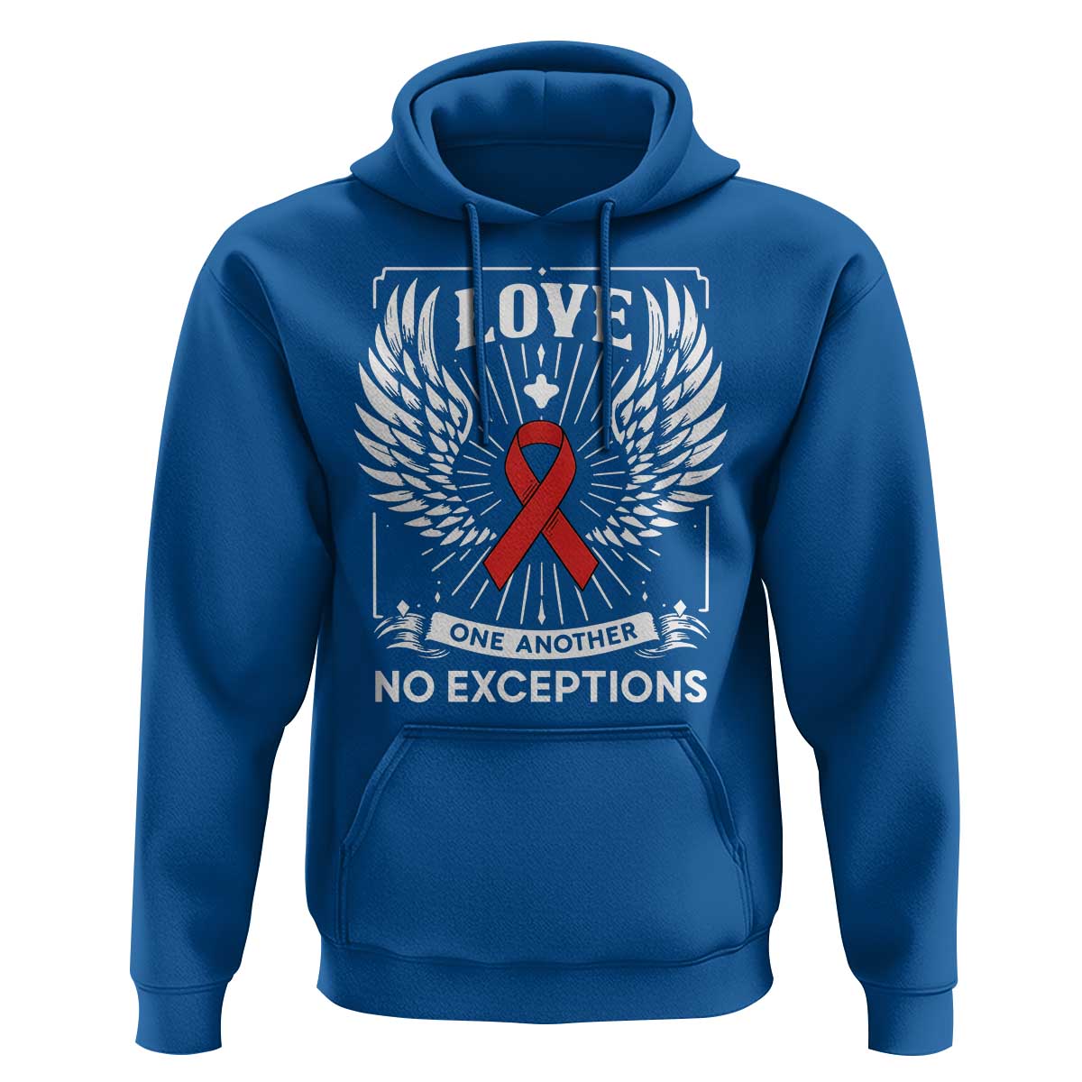 Red Ribbon Christian Hoodie Cross Minimal Faith HIV Awareness Religious - Wonder Print Shop