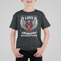 Red Ribbon Christian T Shirt For Kid Cross Minimal Faith HIV Awareness Religious - Wonder Print Shop