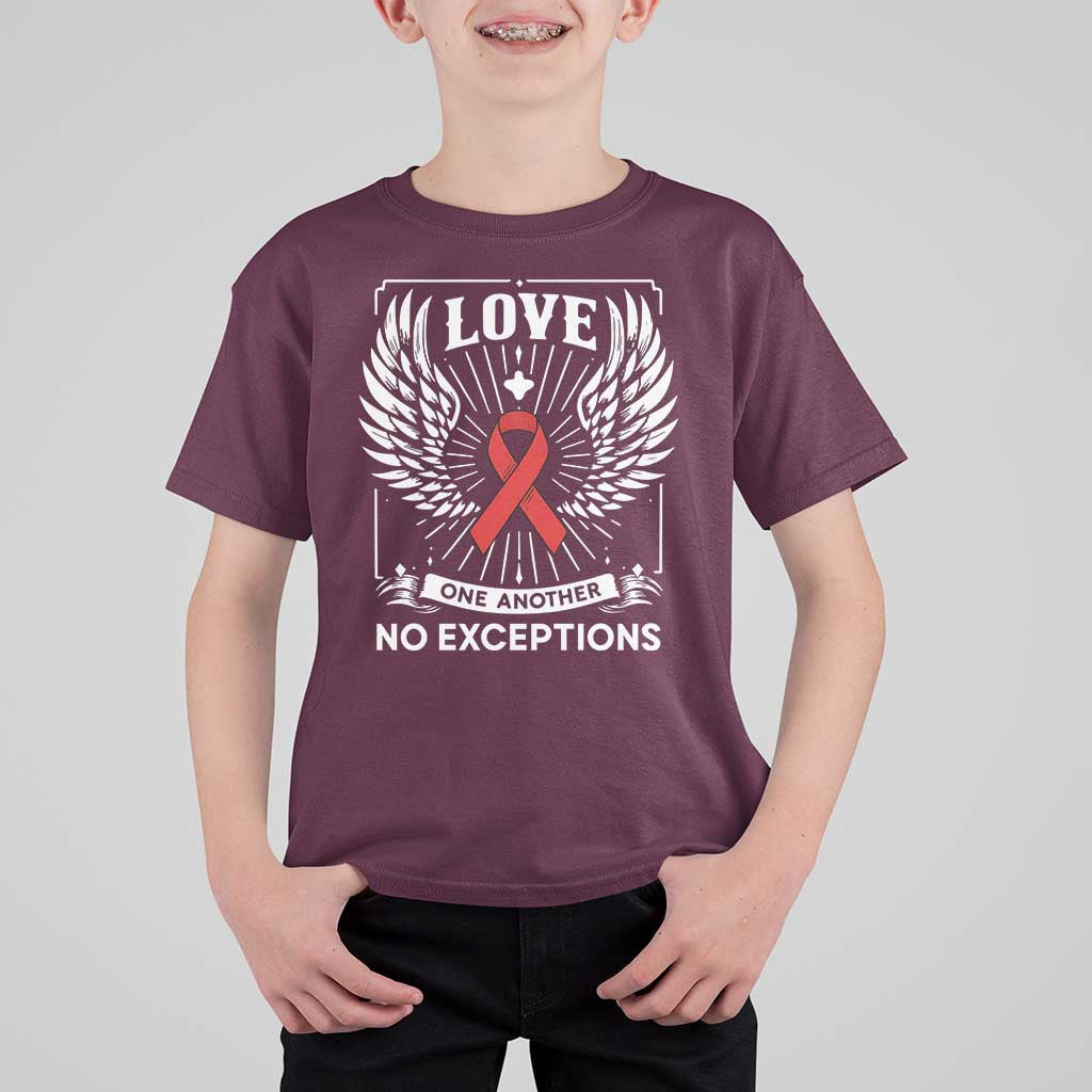 Red Ribbon Christian T Shirt For Kid Cross Minimal Faith HIV Awareness Religious - Wonder Print Shop