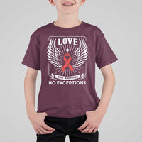 Red Ribbon Christian T Shirt For Kid Cross Minimal Faith HIV Awareness Religious - Wonder Print Shop