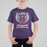 Red Ribbon Christian T Shirt For Kid Cross Minimal Faith HIV Awareness Religious - Wonder Print Shop