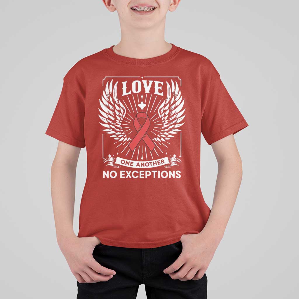 Red Ribbon Christian T Shirt For Kid Cross Minimal Faith HIV Awareness Religious - Wonder Print Shop